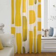 thumbnail image 6 of Yellow Black Sheer Curtains 63 Inches Long, Modernism Moire Contemporary Abstract Light Filering Curtains, Breathable Simi Curtain Privacy Drapes for Living Room Bedroom Lightweight Window Treatment, 6 of 9