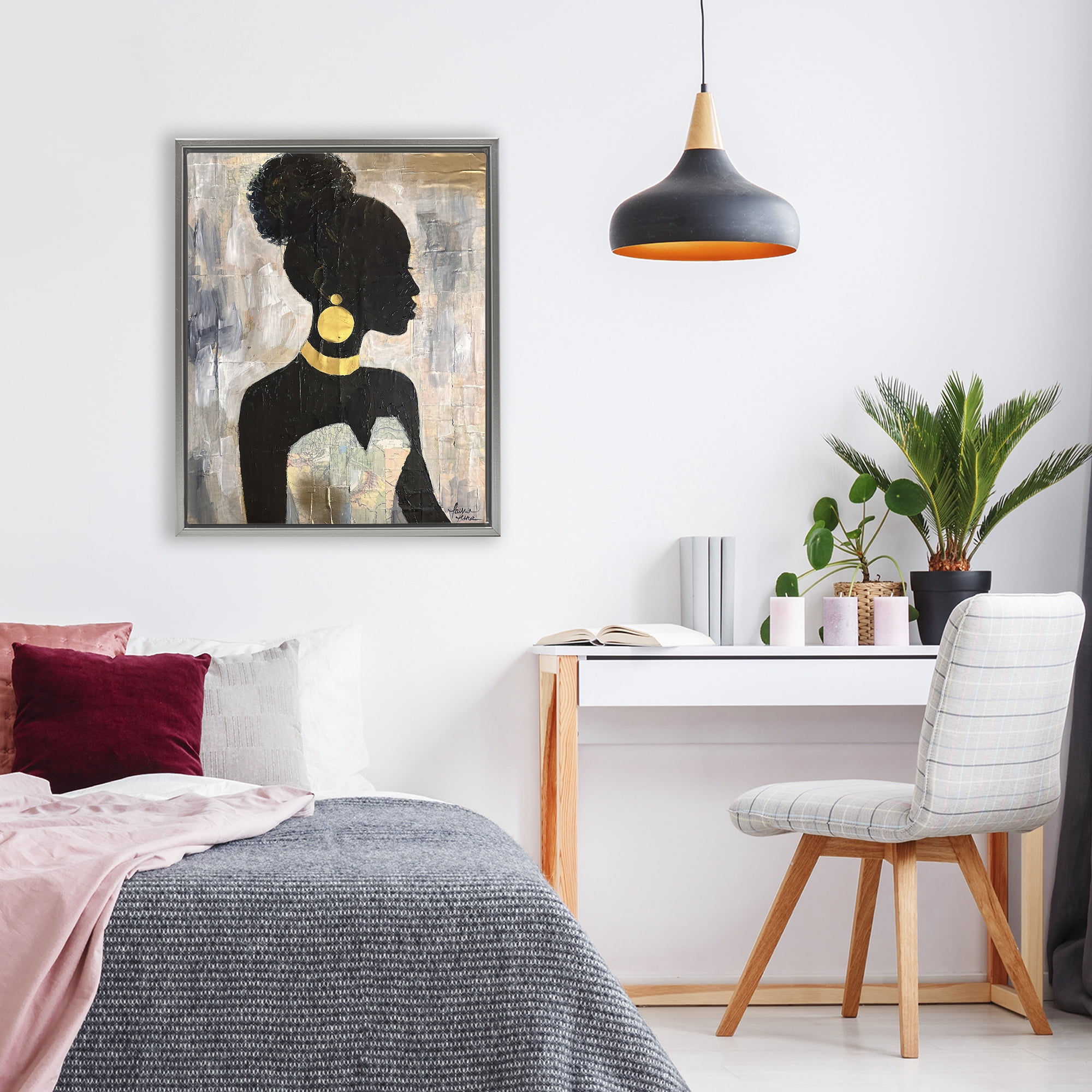 Stupell Industries Elegant Fashion Silhouette Gray Framed Floater Canvas Wall Art, design by Lauren Luna