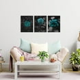 thumbnail image 4 of LyeArtork 3 Pieces Teal Rose Canvas Wall Art Romantic Aqua Flower Canvas Prints Pictures Black Painting Artwork Wall Decor for Living Room Bedroom Bathroom Office 12x16inchx3pcs, 4 of 6