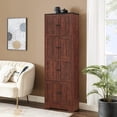 thumbnail image 4 of Barara King Tall Storage Cabinet with 8 Doors and 4 Shelves, Wall Storage Cabinet for Living Room, Kitchen, Office, Bedroom, Bathroom, Walnut, 4 of 11