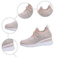 thumbnail image 5 of Willtoo Women's Glittery Rhinestone Fashion Breathable Wedge Sneakers, Orthopaedic Mesh Platform Sneakers Sparkly Bling Wedding Dressy Tennis Shoes for Bride Pink, 5 of 6