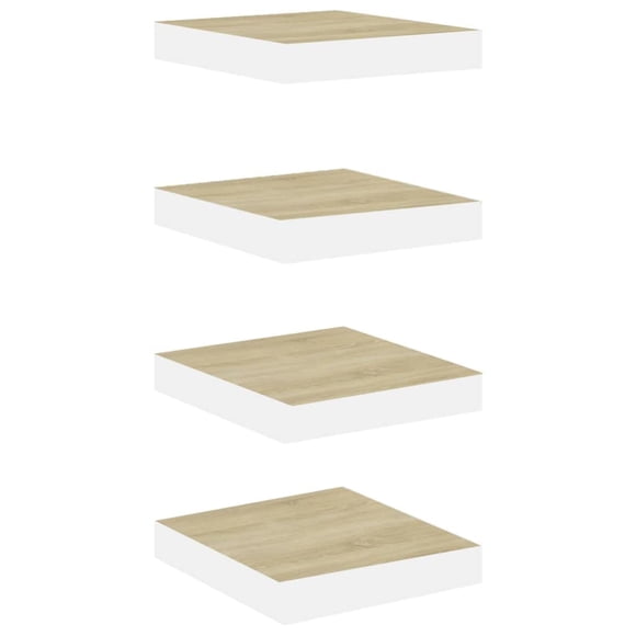 Estantes Flotantes para Pared Casafoyer 4 piezas Roble/Blanco 23x23.5x4 cm MDF