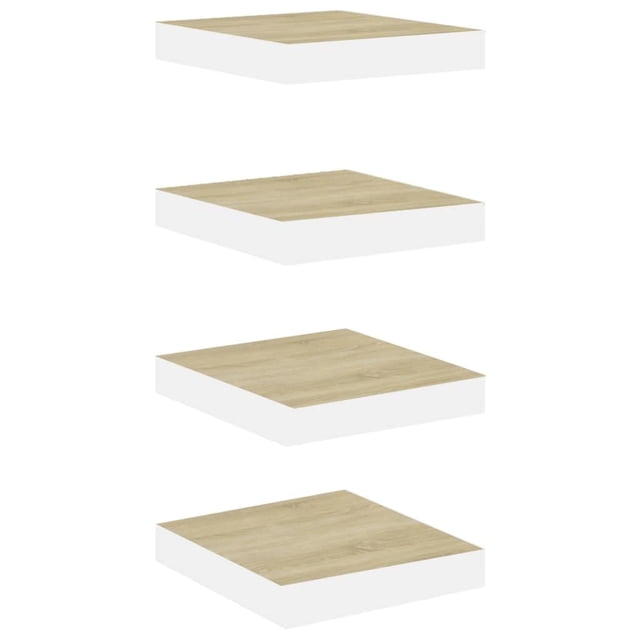 Estantes Flotantes para Pared Casafoyer 4 piezas Roble/Blanco 23x23.5x4 cm MDF