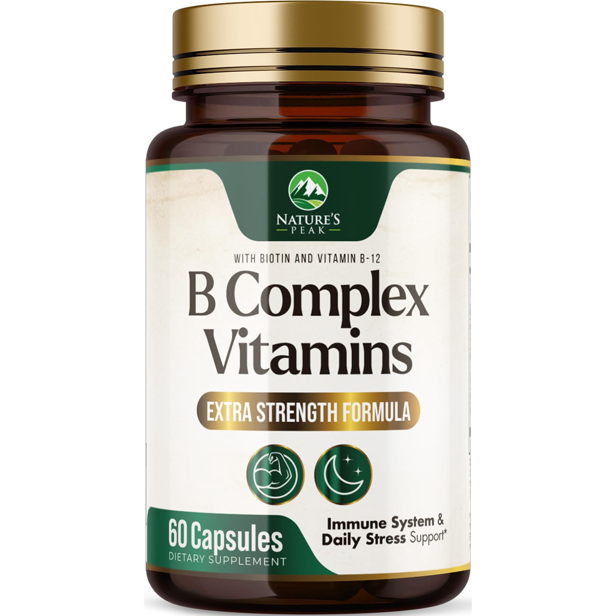 B Complex Vitamin - Super B Vitamins with Vitamin C & Folic Acid for Cellular Energy & Immune Support - Vitamin B Supplement With B1, B2, B3, B6 & B12 for Women & Men, Bottled in USA - 60 Capsules