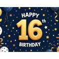 thumbnail image 3 of Blue Themed Happy 16th Birthday Banner Backdrop Party Supplies for Photography Props Decors Birthday Party Celebrations Photo Booth Backgrounds, 3 of 7