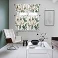 thumbnail image 4 of White Floral Kitchen Curtains Sets for Windows 24 Inch Length, Botanical Magnolia Flower Leaves Butterfly Rod Pocket Window Treatments Tier Curtains and Valances Set for Bedroom/Bathroom, 4 of 8
