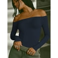 thumbnail image 2 of MOYIKO Off The Shoulder Tops For Women Fitted Long Sleeve Shirts Elegant, 2 of 7