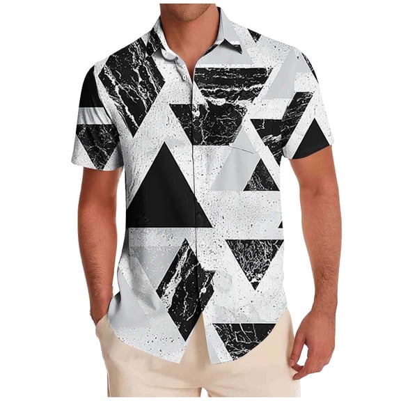 Rvwovn Men's Funny Graphic Shirts - Short Sleeve Button-Down Tee Tops for Summer, Beach and Holiday