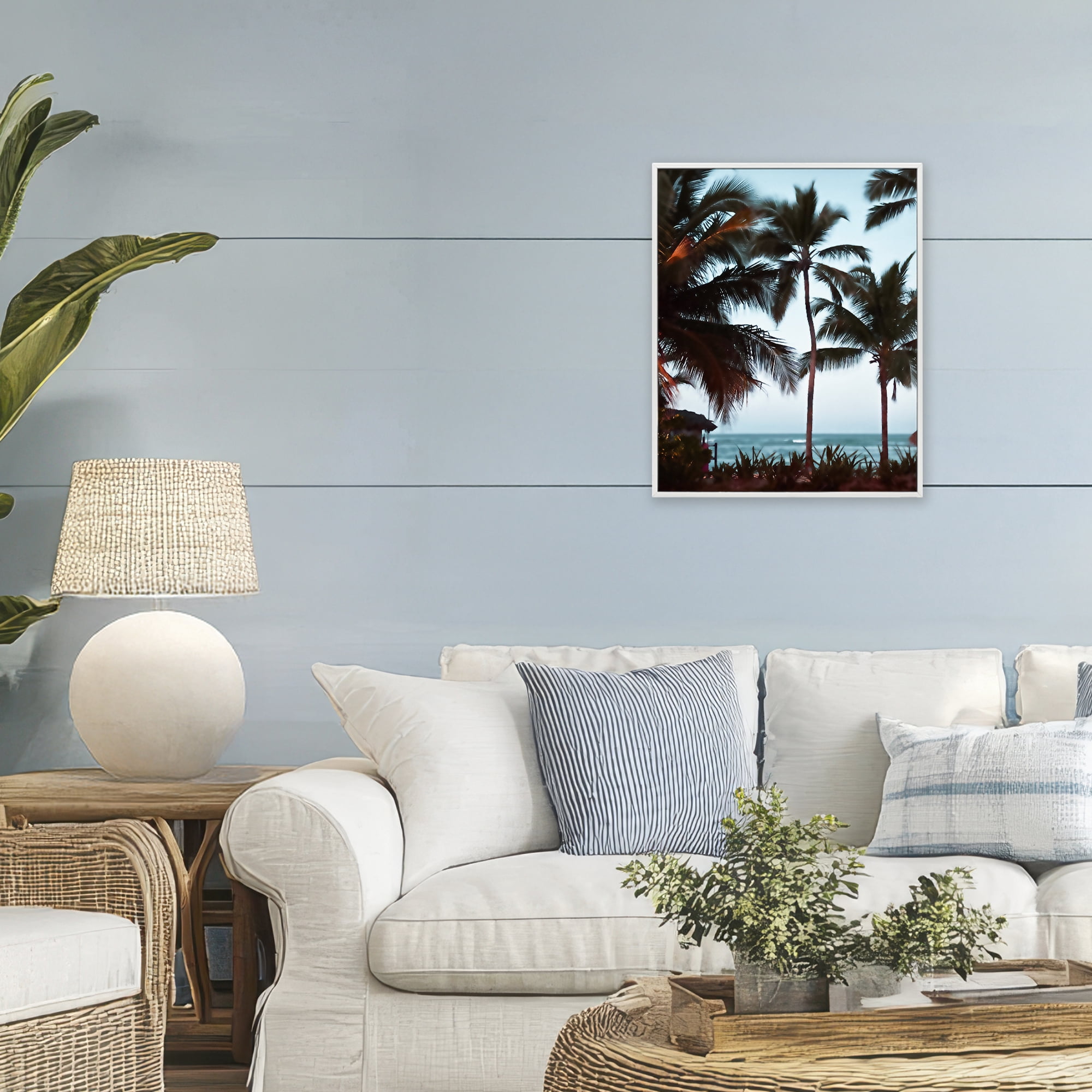 Stupell Industries Shady Palms Beachfront White Framed Giclee Art, design by Noah Bay