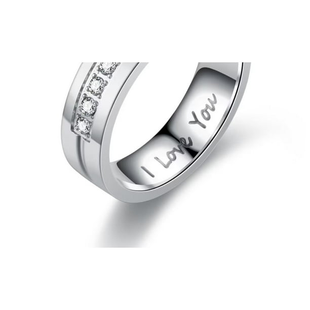 Anillos De Acero Inoxidable 18k Oro Blanco Anillo De Tornillo De Amor