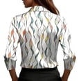 thumbnail image 5 of Hfnxid 3/4 Length Sleeve Top for Womens Dressy Pleated Henley V-Neck Tops Summer Loose Fit Tunic Blouse Lightweight Breathable Business T-Shirts White M, 5 of 6