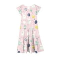thumbnail image 3 of Fjofpr Girls Clothes under $10 Girls' Summer Easter Print Short Sleeve Ruffled Pockets Round-Neck Printed Dress For Kids（6-15Years）, 3 of 5