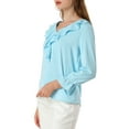 thumbnail image 4 of Allegra K Women's Peasant Blouses Ruffle V Neck Elegant Chiffon Blouse Top, 4 of 6