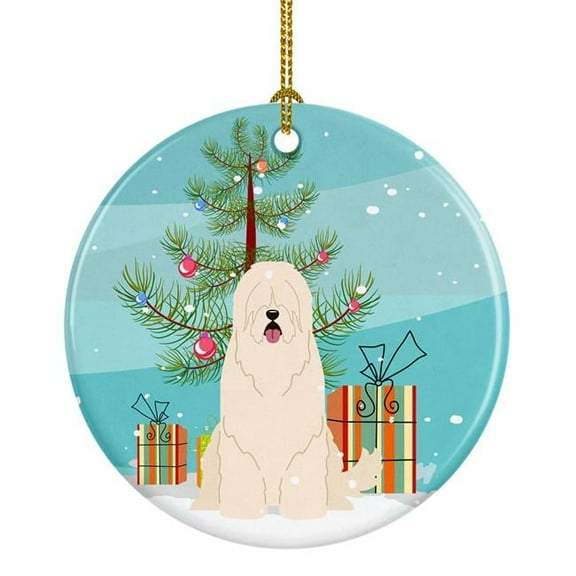 Carolines Treasures BB4149CO1 Merry Christmas Tree South Russian Sheepdog Ceramic Ornament