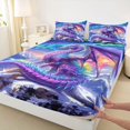 thumbnail image 3 of Homewish Magic Animal Dragon Bed Sheets,Western Fantasy Theme King Sheets,Purple Blue Sheet Set For Boys Kids,Breathable Home Decor,4-Piece, 3 of 7