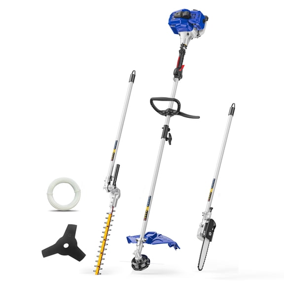 Wild Badger Power Gen2 26cc Gas Powered Weed Wacker, 4-in-1 String Trimmer/Edger, Pole Saw, Hedge Trimmer & Brush Cutter, Multi Yard Care Tool with Upgraded Engine, Rubber Handle & Shoulder Strap