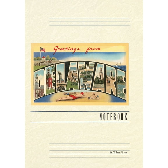 Vintage Lined Notebook Greetings from Delaware (Paperback)