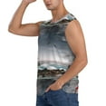 thumbnail image 3 of Bingfone 3d Lighthouse in the Surf Pattern Men's Tank Tops Workout Sleeveless Tee Shirts Running Beach Tanks for Men-3X-Large, 3 of 8