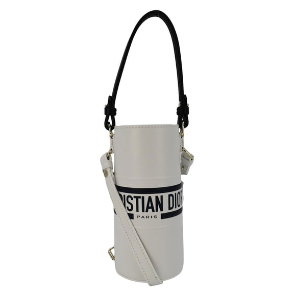 Pre-Owned Christian Dior Vibe Bottle Holder Printed Leather Crossbody Bag White
