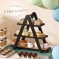 thumbnail image 2 of 3 Tier Serving Tray Cupcake Stand and Towers Serving Tray for Party Food Tray Farmhouse Serving Platter Decorative Tray Decor Dessert Display Set Tiered Tray Stand (Black), 2 of 7