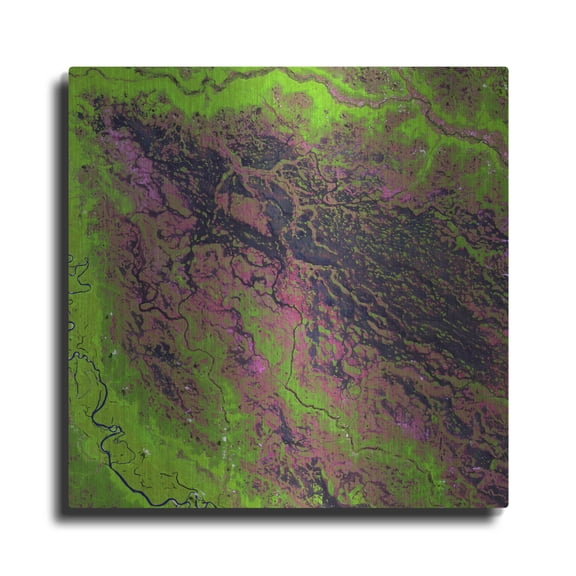 Luxe Metal Art 'Earth as Art: Demini River' Metal Wall Art, 12"x12"