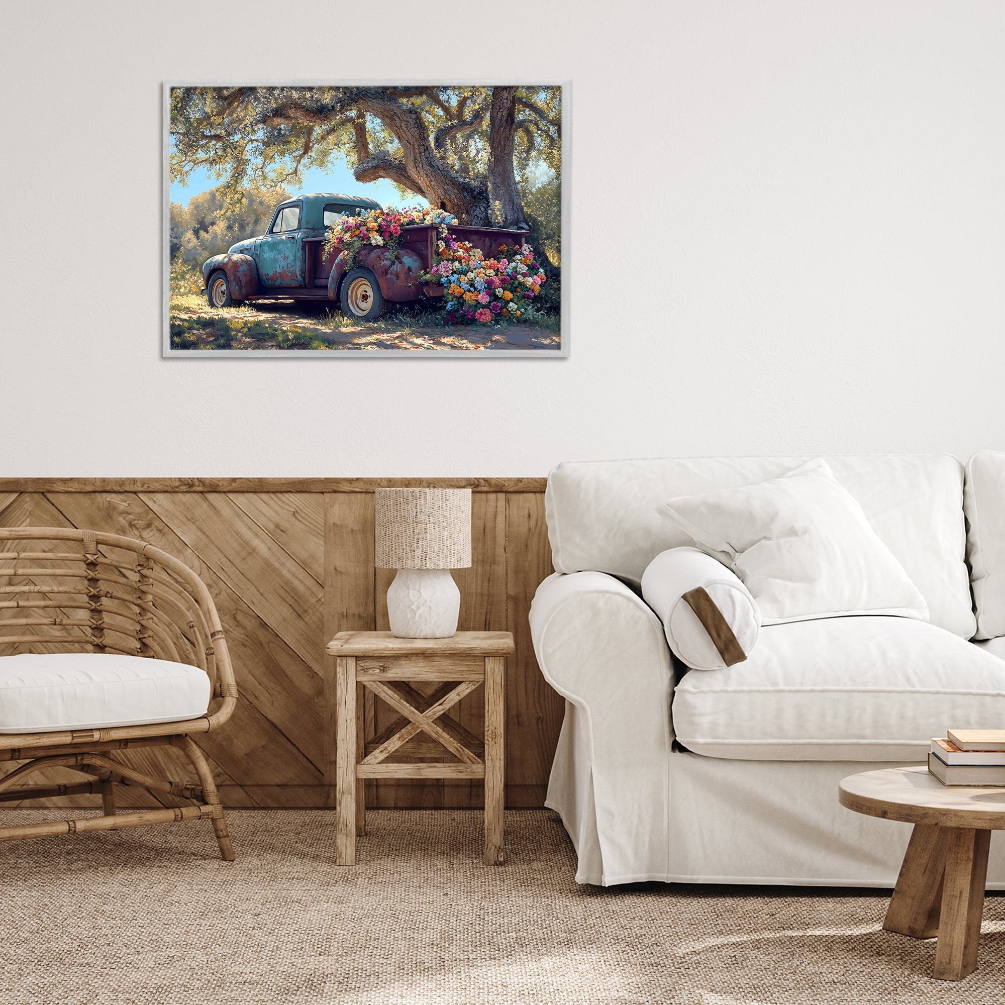 Stupell Industries Repurposed Truck Filled with Flowers Gray Framed Giclee Art, design by Franklyn Gregory