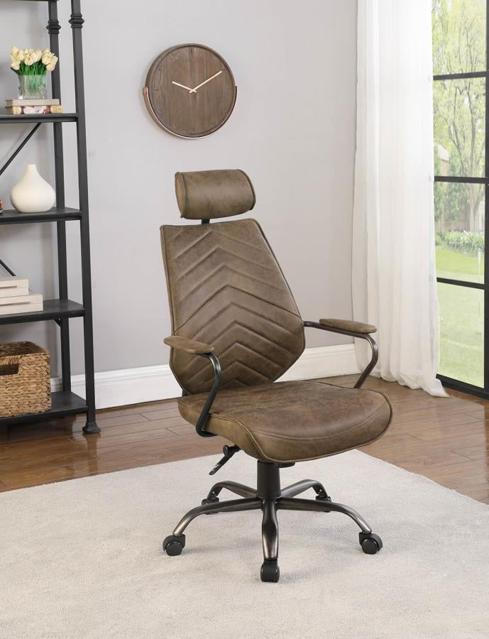 High Back Upholstered Office Chair Antique Brown - Walmart ...