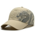 thumbnail image 4 of Sunshade Cap Quick Drying Dragon Print Baseball Hat For Outdoor Baseball Caps hats for men Beige, 4 of 4