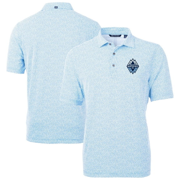 Men's-Cutter & Buck  Powder Blue Vancouver Whitecaps FC Virtue Eco Pique Botanical Print Recycled Polo