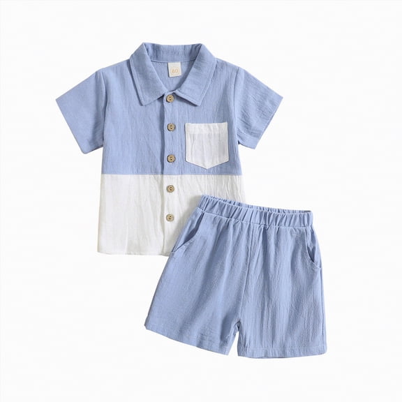 Baby Boy's Clothing Toddler Boys Shorts Set Kids Summer Cotton Solid Printed Short Sleeve Casual 6 12 18 24Months 2T 3T Clothes Boy Playwear T-shirt Tops Shorts Outfits School Wear 2PCS