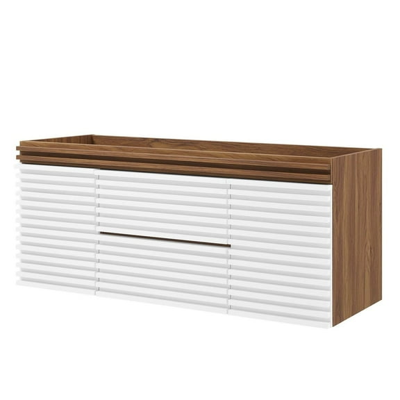 Vanity Cabinet (Sink not included), White Walnut, Wood, Mid Century Hotel Bedroom Bathroom, Modern Contemporary HB34235