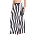 thumbnail image 2 of Women Sarong Wraps White with Black Line Stripe Swimsuit Beach Pareo Bikini Coverups Skirt M, 2 of 7
