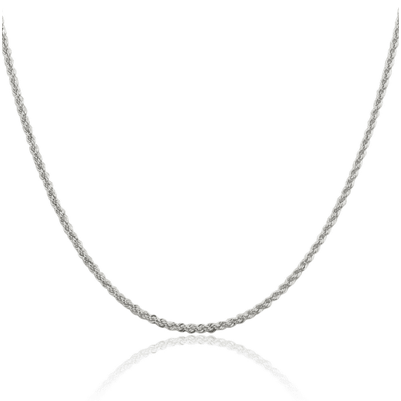 925 Sterling Silver 2.3mm Rope Chain Twisted Link Necklace