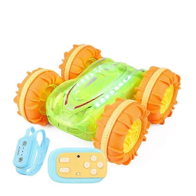 2.4G RC Stunt Car Transparent Light Amphibious Vehicle Double Sided Stunt RC Car Gesture Rolling Gr