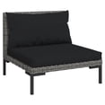 thumbnail image 2 of vidaXL 6 Piece Patio Lounge Set with Cushions Poly Rattan Dark Gray, 2 of 7