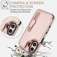 thumbnail image 2 of Allytech Wallet Case for iPhone 16 Plus, Card Holder & Zipper Pocket, Finger Grip Ring, Screen & Camera Protection, Luxury PU Leather Kickstand Double Buttons Flip Shockproof Case, Rosegold, 2 of 7