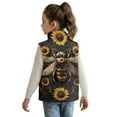 thumbnail image 2 of Xoenoiee Bee Sunflower Print Teen Girls Fleece Vest, Sleeveless Stand Collar Jacket with Zipper and Pockets, Cute Winter Fall Outerwear, 5-6 Years, 2 of 7