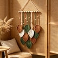 thumbnail image 6 of Leodye 1PCS Leaf Macrame Wall Hanging Tapestry, Hand Woven Wall Art Decor for Bedroom and Living Room Interior -15.7*26.7IN, 6 of 7