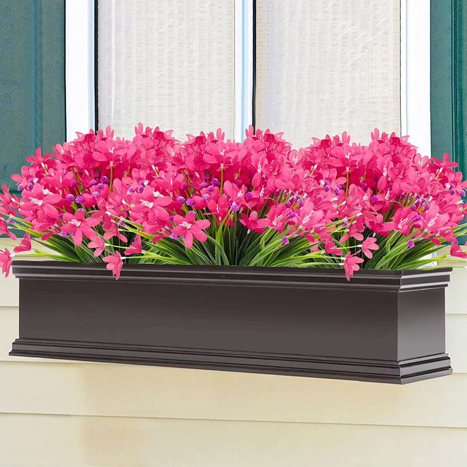 MAMOWEAR 4/8PCS Artificial Daffodils Flowers Outdoor UV Resistant Fake Silk Flowers Faux Plastic Greenery Shrubs Garden Porch Window Box Decoration