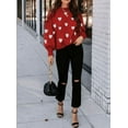 thumbnail image 3 of Women’s Cute Heart Sweater Long Sleeve Casual Pullover Knitted Valentines Sweaters for Women, 3 of 15
