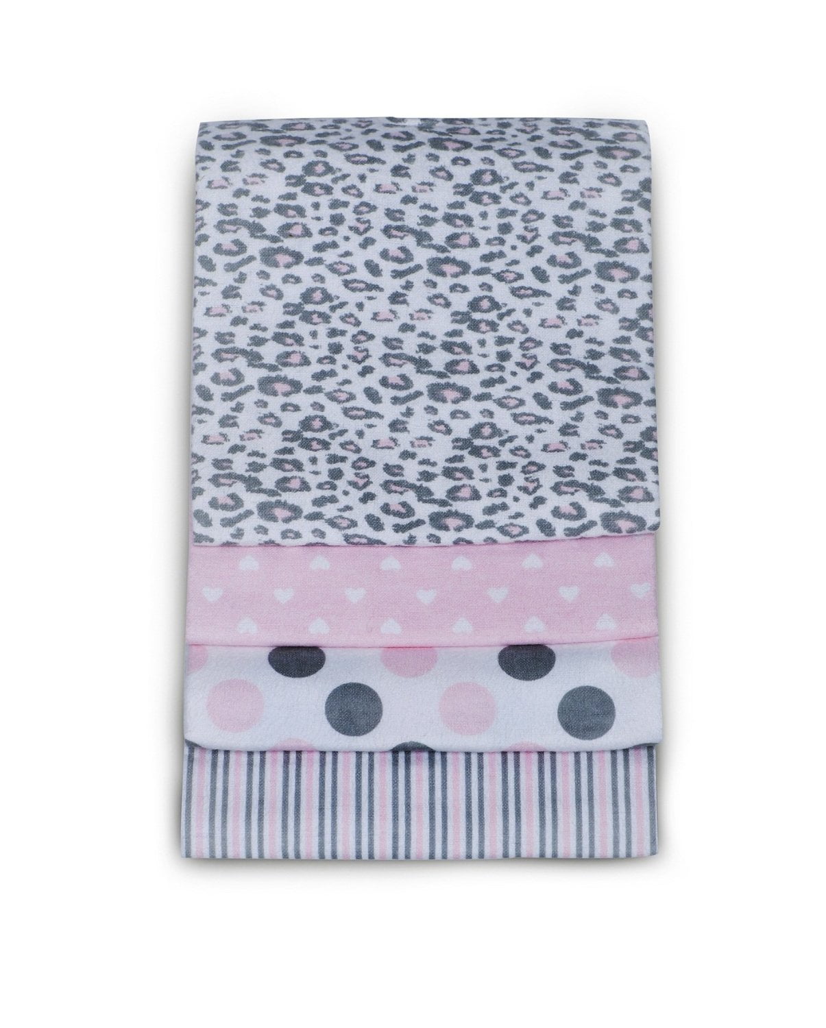 Carter's 4 Pack Wrap Me Up Receiving Blanket, Pink and Gray Cheetah