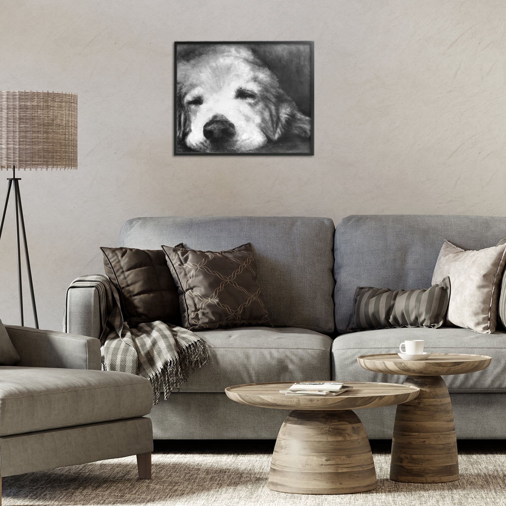 Stupell Industries Monochrome Dog Day Afternoon Black Framed Giclee Art, design by Walt Johnson