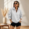 thumbnail image 6 of UDAUDU Sweatshirt for Women Casual Long Sleeve Half Zip Y2K Pullover Lightweight Casual Loose Fall Winter Fashion Sweatshirts Gray L, 6 of 7