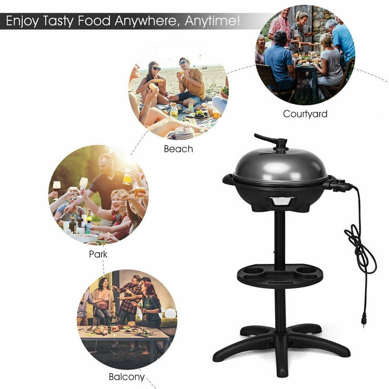 Costway Electric BBQ Grill 1350W Non-stick 4 Temperature Setting Outdoor Garden Camping Costway Electric BBQ Grill 1350W Non-stick 4 Temperature Setting Outdoor Garden Camping