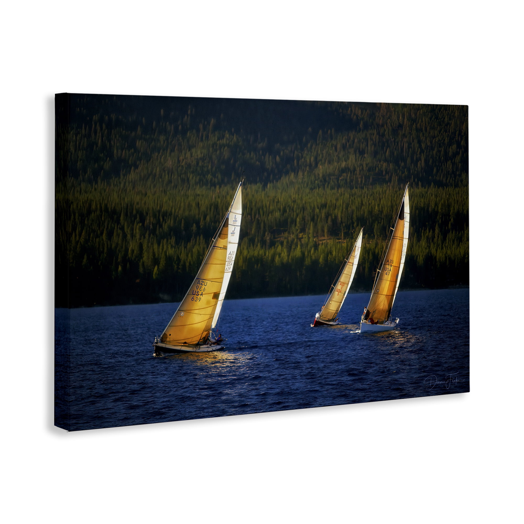 Stupell Industries Floating Sailboat Trio Transportation Photography Gallery Wrapped Canvas Art Print Wall Art, 45 x 30