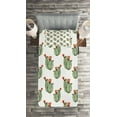 thumbnail image 2 of Ambesonne Mexican Quilted Coverlet 2 Pcs, Cactus Plant Desert, Twin Size, Green and Orange, 2 of 2