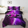 thumbnail image 2 of Erosebridal Purple Race Car Bedding Sets Twin with Comforter, Lightning Printed Duvet Insert, Reversible, 2 Pieces, 2 of 6