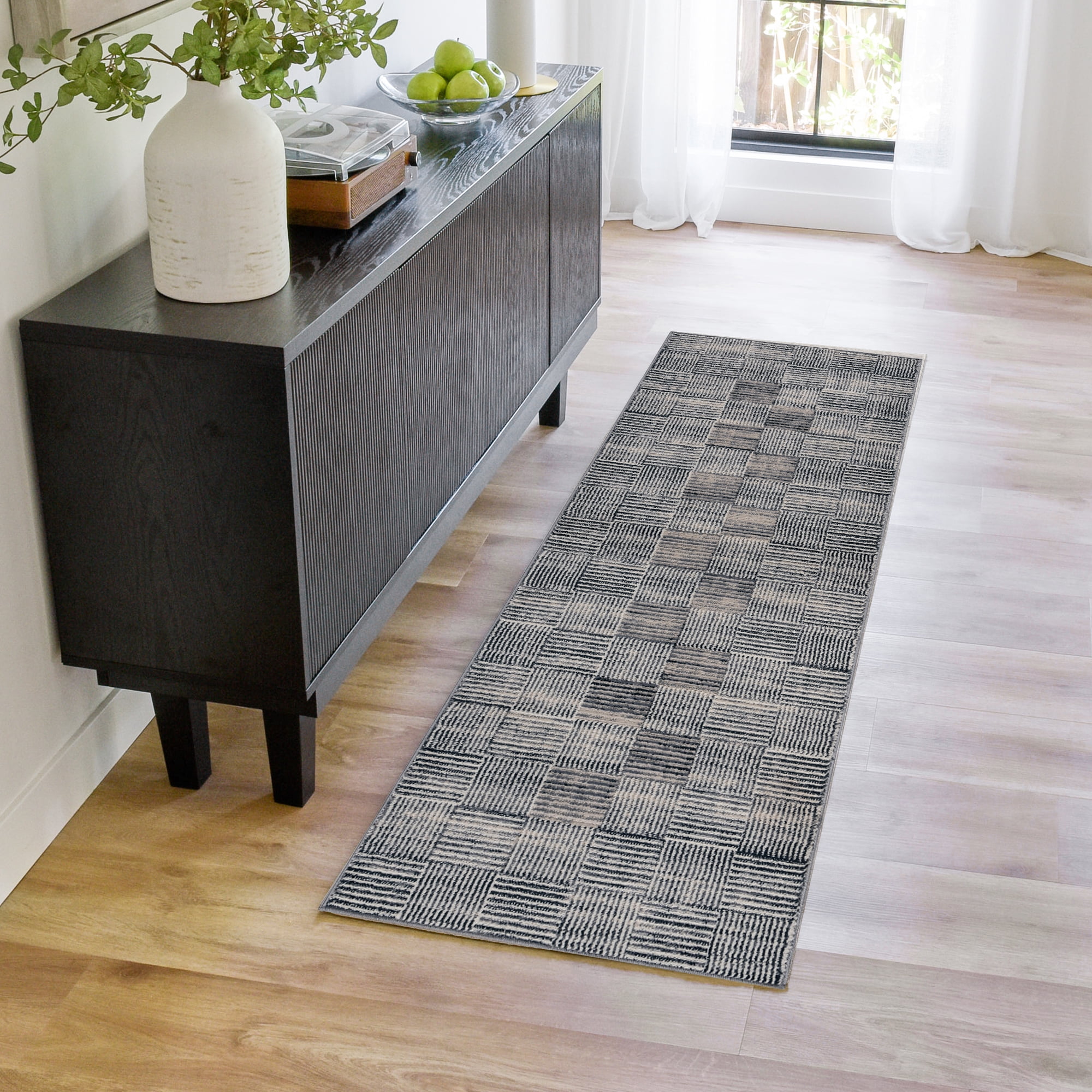 Gertmenian Bloom Lyla Modern Checkered Blue Area Rug, 2x6