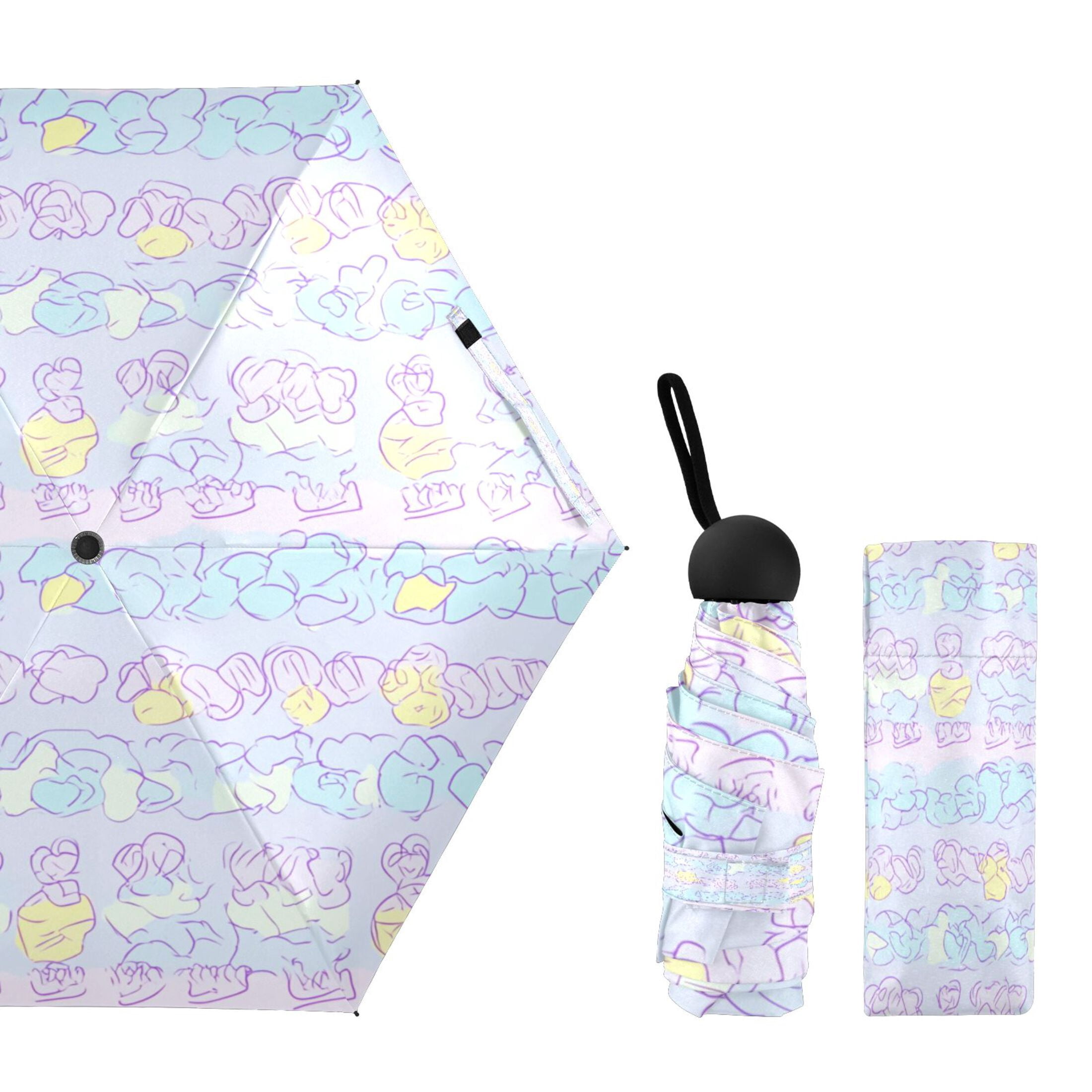 Pastel Clouds Design Umbrellas for Sun Auto Open Close UV50+ Waterproof 5-Fold Compact Fiberglass Frame