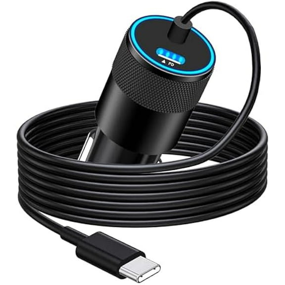 【MFi Certified】iPhone 15 Car Charger Fast Charging, 90W Dual PD Car Power Cigarette Lighter USB-C Car Charger Adapter with 6FT Type-C Cord for iPhone 15 Pro/15 Pro Max/Galaxy S24/S23/S22/Pixel